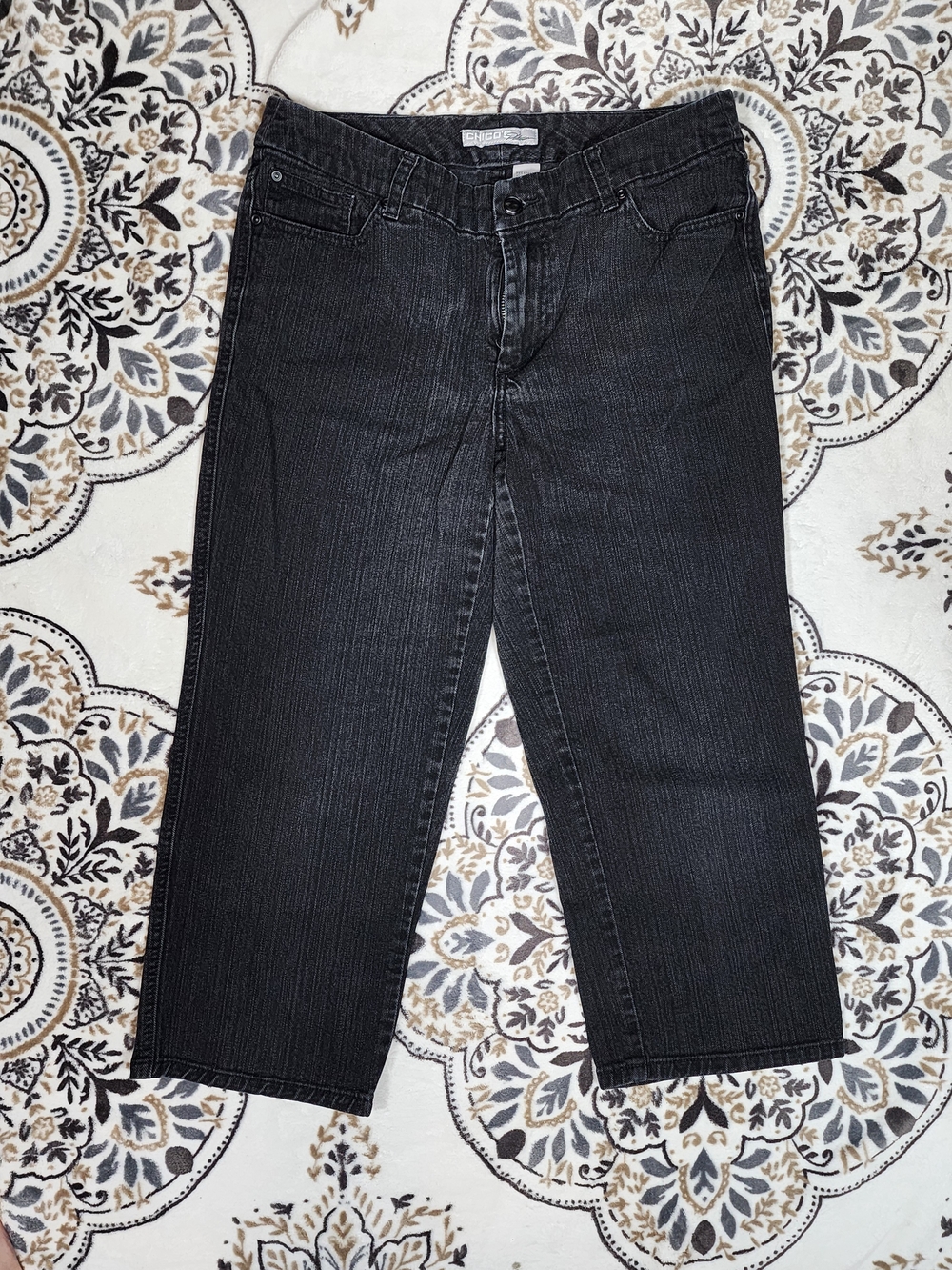 Chico's Black Cropped Straight-Leg Jeans